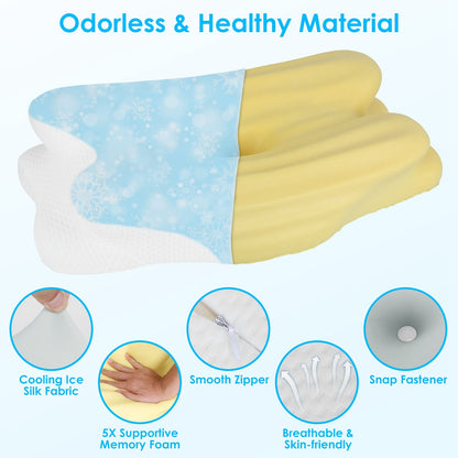 US Local 1 Pc Orthopedic Memory Foam Pillow With Cooling Case Neck Support Pillow With Machine Washable Case For Side Back Stomach Sleepers