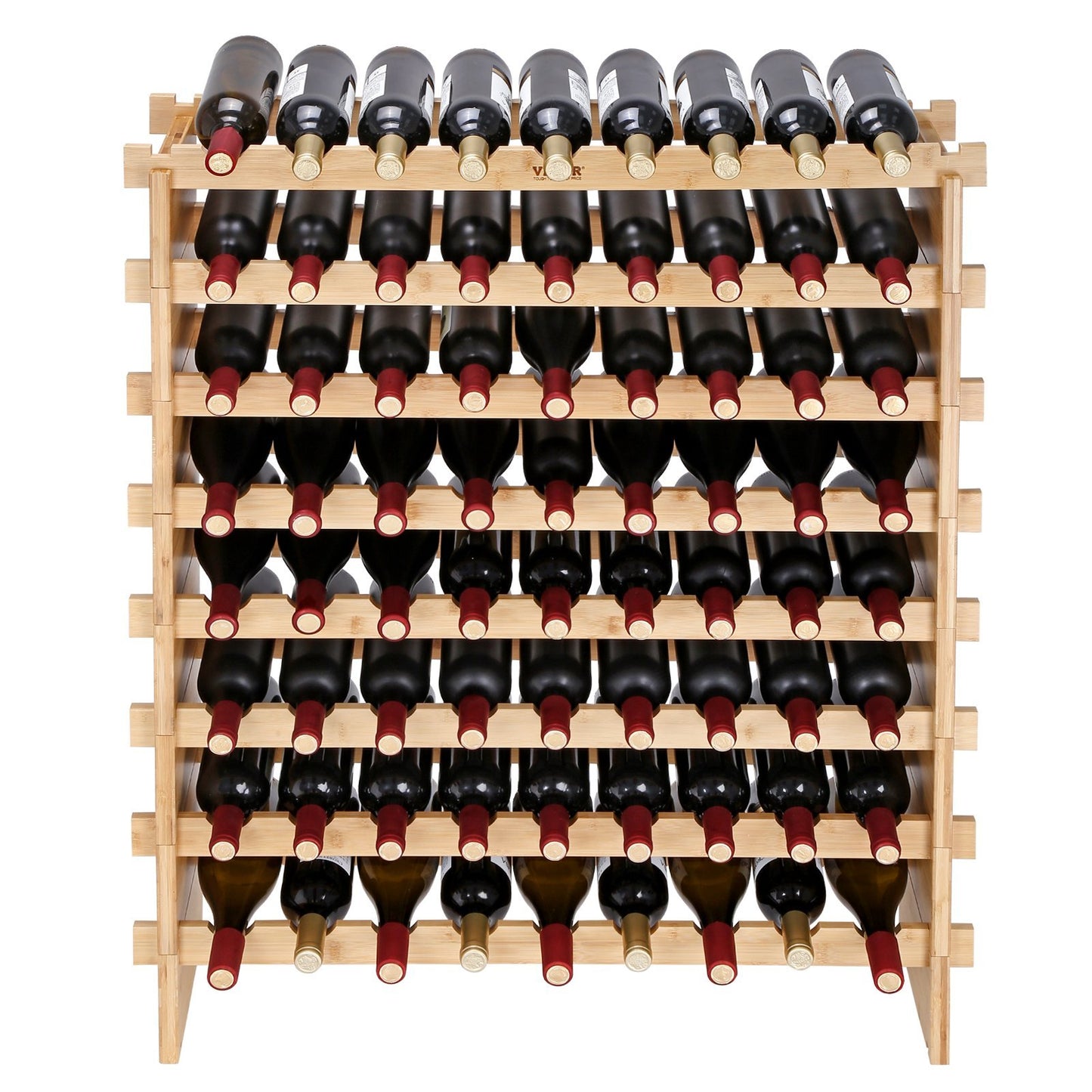 US Local VEVOR 72 Bottle Stackable Modular Wine Rack Bamboo Wood Display Shelf 8-Tier