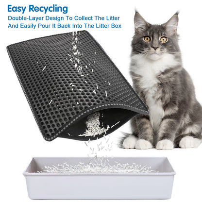 US Local Double Rice Grain Cat Litter Mat, Cat Litter Cleaning Pad, Cat Litter Box Mat, Splash Guard Filter Mat