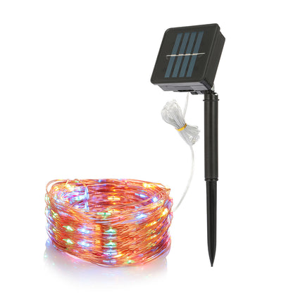 US Local 2 Light Color Options -- 1Pc Solar String Light Outdoor IP65 Waterproof Copper Wire String Lights Solar LED Fairy Lamps Wedding Party Festival