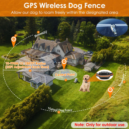 US Local 2 In 1 Dog GPS Fence Tracker Wireless GPS Dog Fence GPS Dog Collar With 32-2887FT Radius IPX6 Waterproof For Small Medium Large Dogs