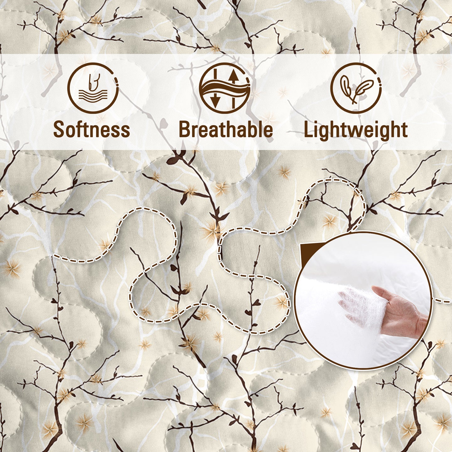 US Local 3pcs Minimalist Tree Branch Patterned Blankets Suitable For All Seasons, Including Flower And Autumn Leaf Bedding Sets With 2 Pillowcases, Suitable For Children And Adults