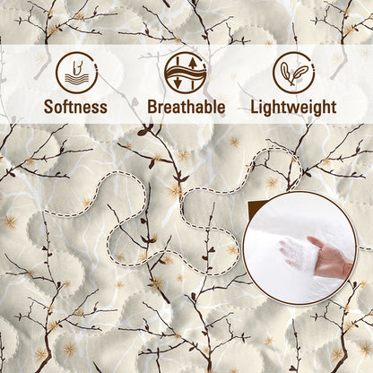 US Local 3pcs Minimalist Tree Branch Patterned Blankets Suitable For All Seasons, Including Flower And Autumn Leaf Bedding Sets With 2 Pillowcases, Suitable For Children And Adults