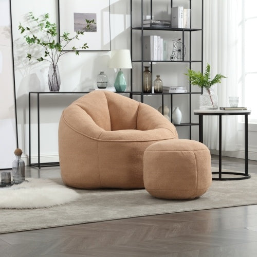 US Local Bedding Bean Bag Sofa Chair High Pressure Foam Bean Bag Chair Material With Padded Foam Padding Compressed Bean Bag With Footrest