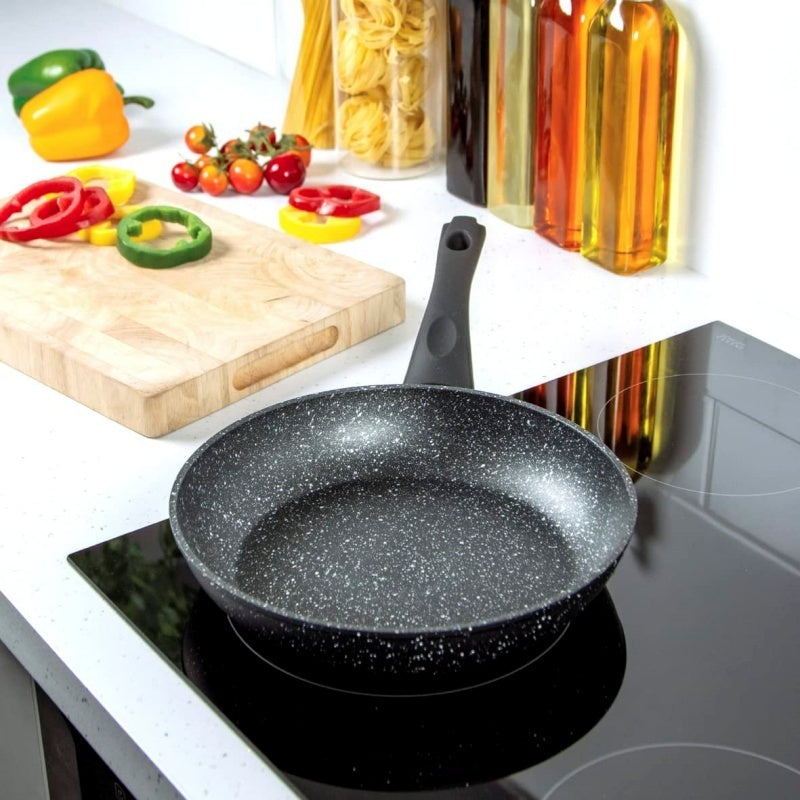 UK Local Non Stick Black Frying Pan Ceramic PTFE Coated For Gas Electric Induction