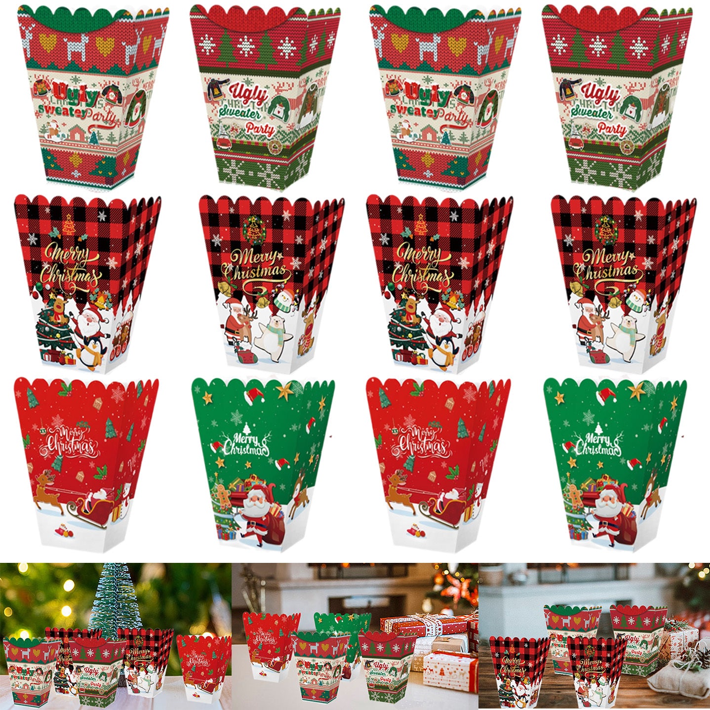 US Local 18PCS Christmas Popcorn Boxes