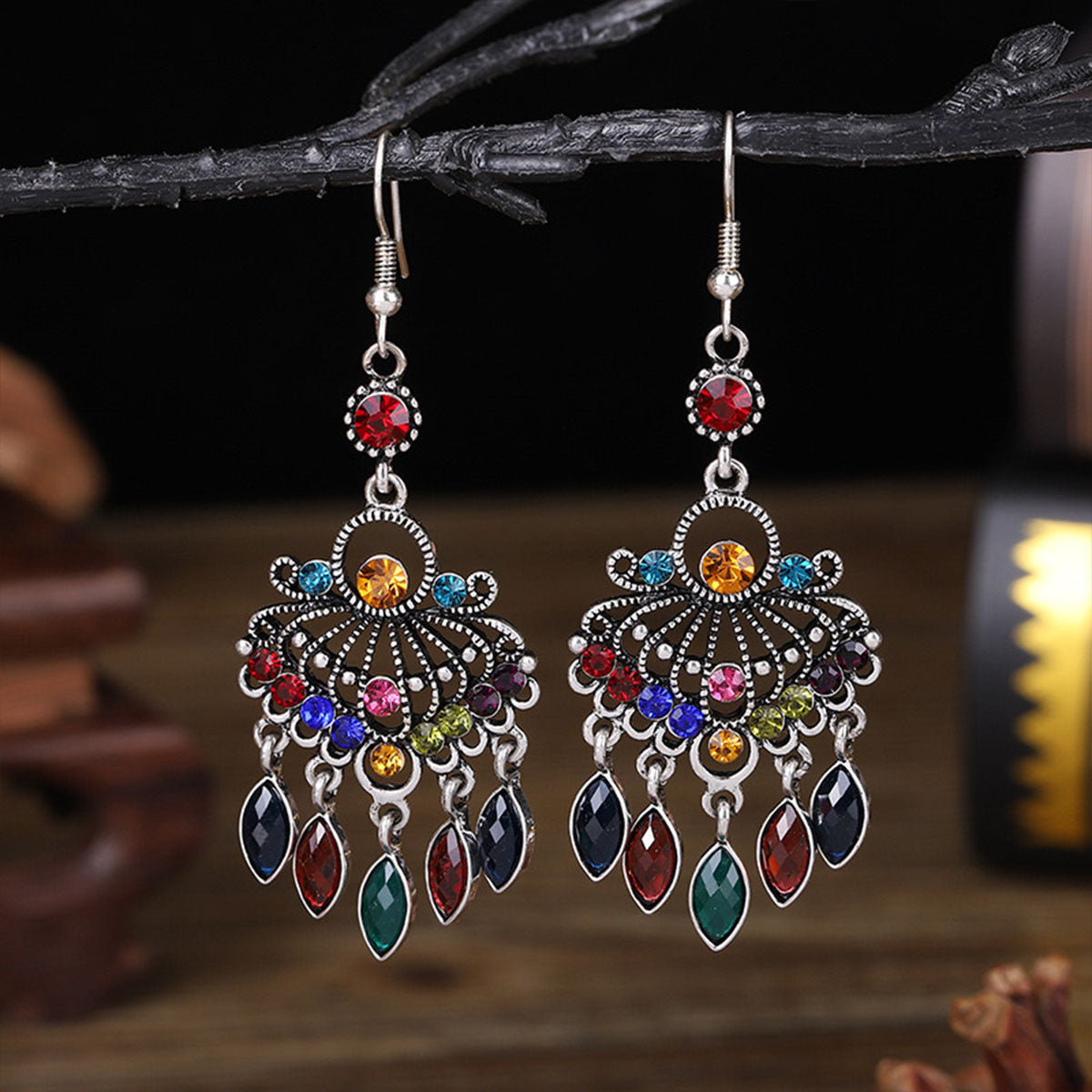 Ethnic Style Bohemian Vintage Engraving Tassel Earrings