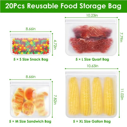 US Local 20 Reusable Food Storage Bags