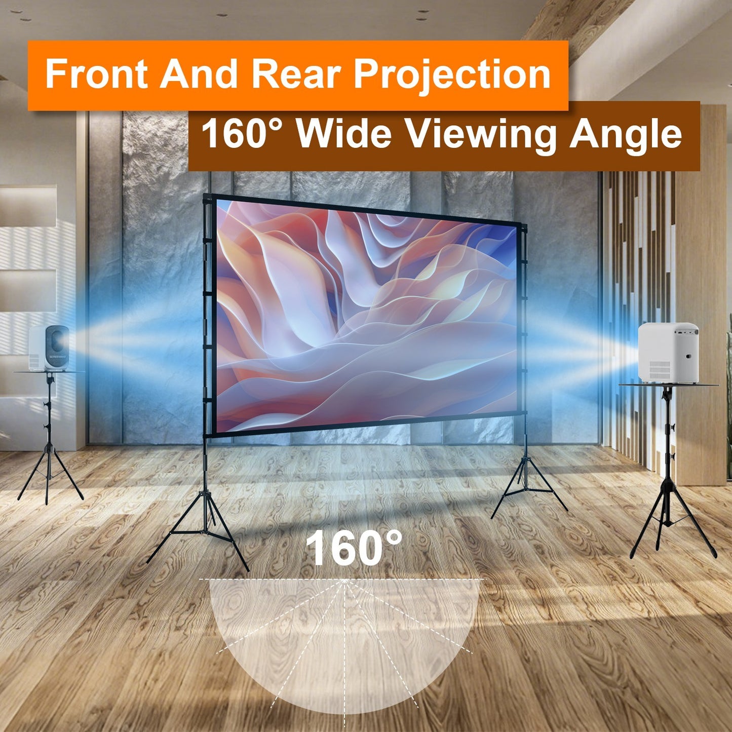 US Local 1Pc 120inch Or 100inch Projector Screen With Stand 16 9 4K HD Rear Front Wrinkle Free Portable And Foldable Movie Screen With Carry Bag For Indoor Outdoor Home Theater Backyard Cinema