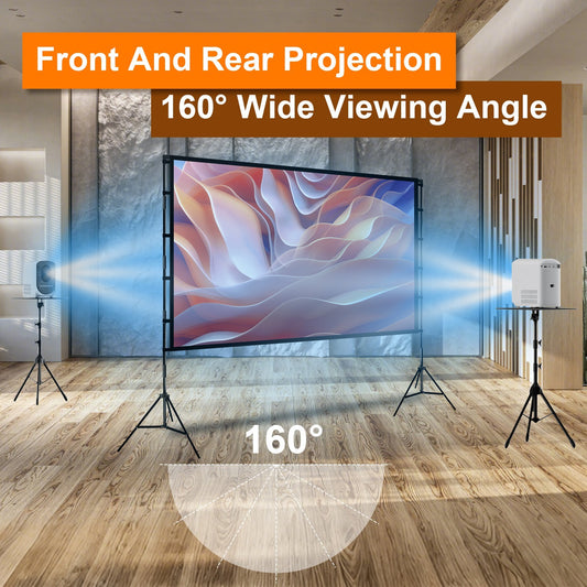 US Local 1Pc 120inch Or 100inch Projector Screen With Stand 16 9 4K HD Rear Front Wrinkle Free Portable And Foldable Movie Screen With Carry Bag For Indoor Outdoor Home Theater Backyard Cinema