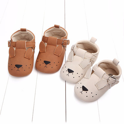 US Local Spring and autumn cartoon animal baby shoes matte leather non-slip soft bottom