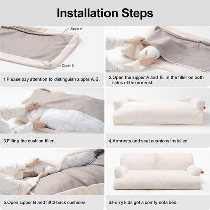 MEWOOFUN Pet Sofa For Medium Large Dogs & Cats - 40x24x12 Inch Washable Couch With Removable Cover & Non-Slip Bottom, Orthopedic Support Bed