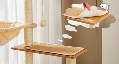 US Local Solid Wood Cat Tree And Tower With Litter Box, Cat Scratching Board And Hammock For Indoor Large Cats