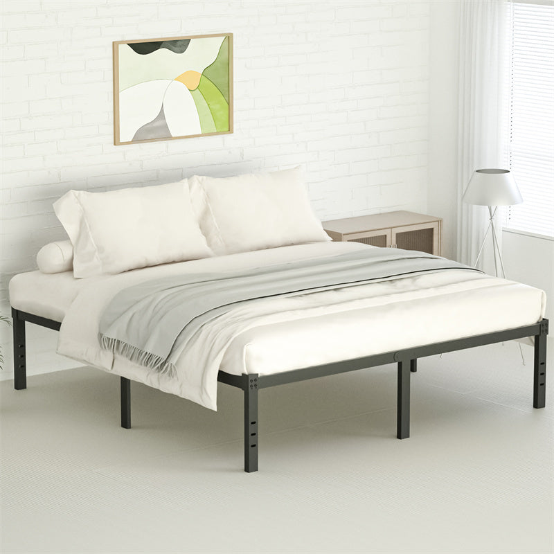 US Local Classic Iron Bed Frame Mattress Under Bed Storage No Box Spring Needed Singe Full Queen King Size Black