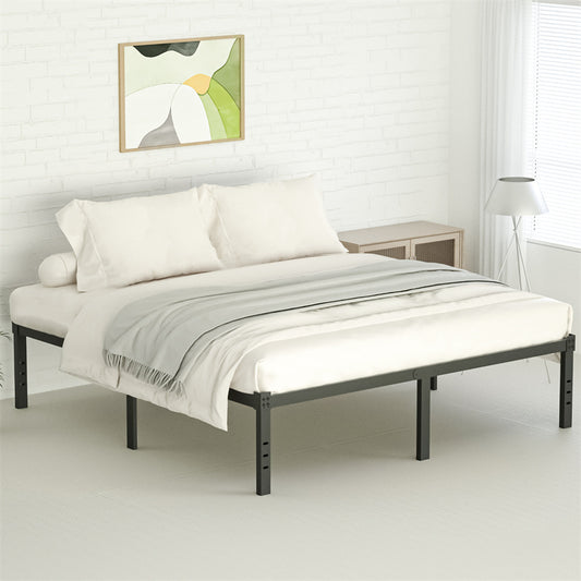US Local Classic Iron Bed Frame Mattress Under Bed Storage No Box Spring Needed Singe Full Queen King Size Black
