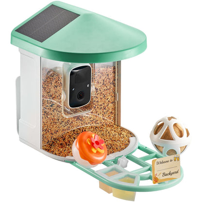 US Local Smart Bird Feeder With Camera 2K HD AI Identify Bird Species Solar-Powered