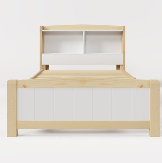 UK Local Solid Wooden Bed Frames, Single Storage Headboard Bed, 3FT Single 90 X 190 Cm Frame Only