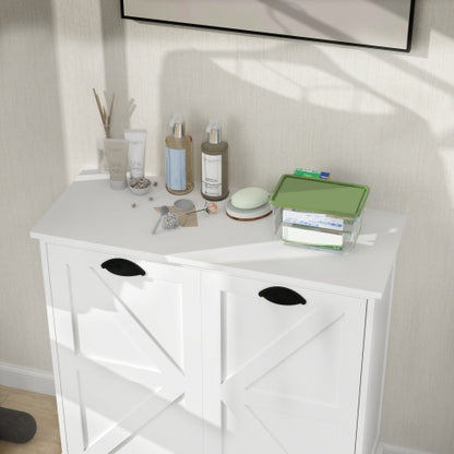 US Local Two-Compartment Tilt-Out Laundry Sorter Cabinet-White