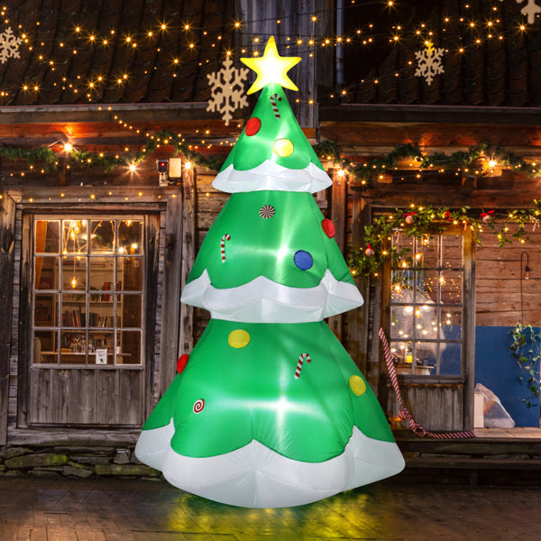 US Local 6.9ft Christmas Tree With 4 LED Light Bundles And Pocket Inflatable Decoration