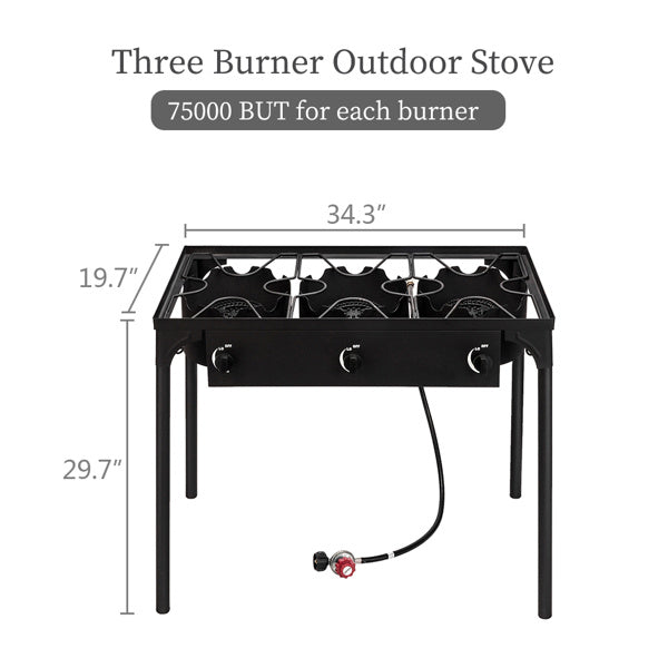 US Local Rectangular Three Eyed Four Legged Gas Burner