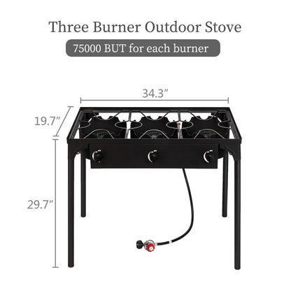 US Local Rectangular Three Eyed Four Legged Gas Burner