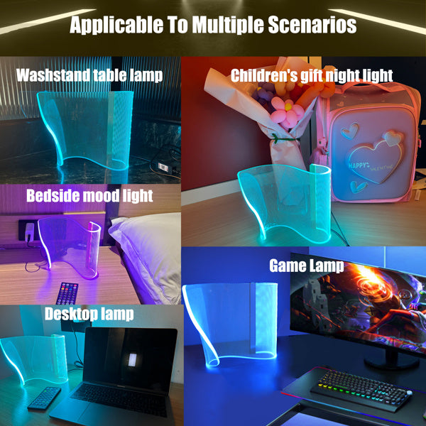 US Local Modern Curved RGB Table Lamp For Bedrooms & Desks - Futuristic Mood Lighting For Game Rooms