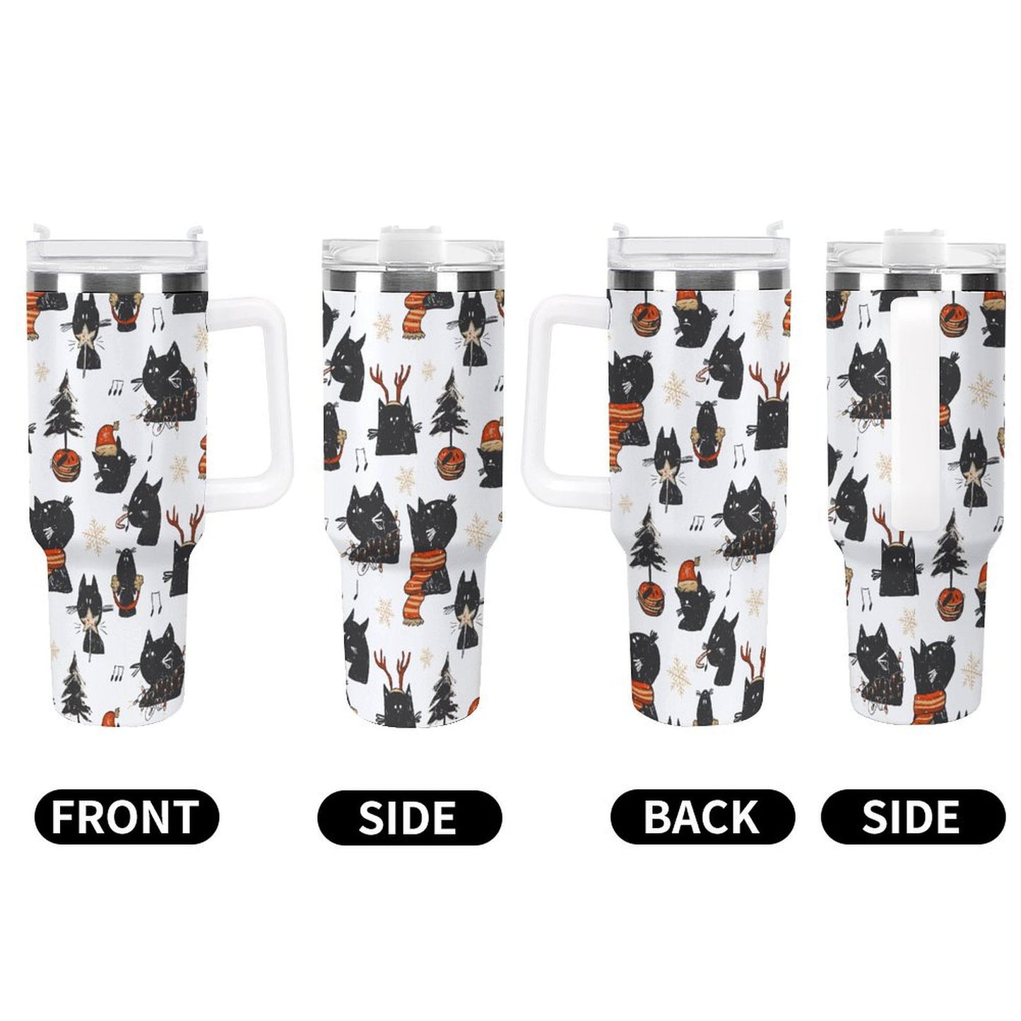 PHDT00085 POD US Local Tumbler 40 oz Large Capacity Car Cup Christmas, Black Cat