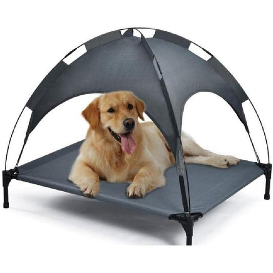 US Local Outdoor Portable Grey Pet Dog Bed With Awning