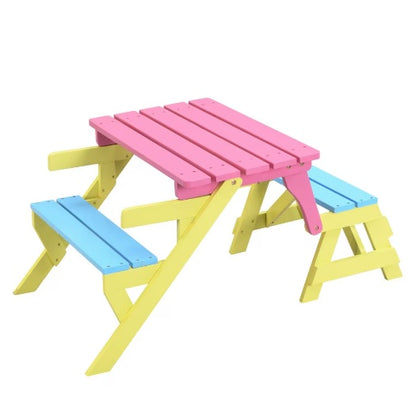 US Local KID'S MULTI-FUNCTIONAL ARM CHAIR,TABLE 2 BENCHES
