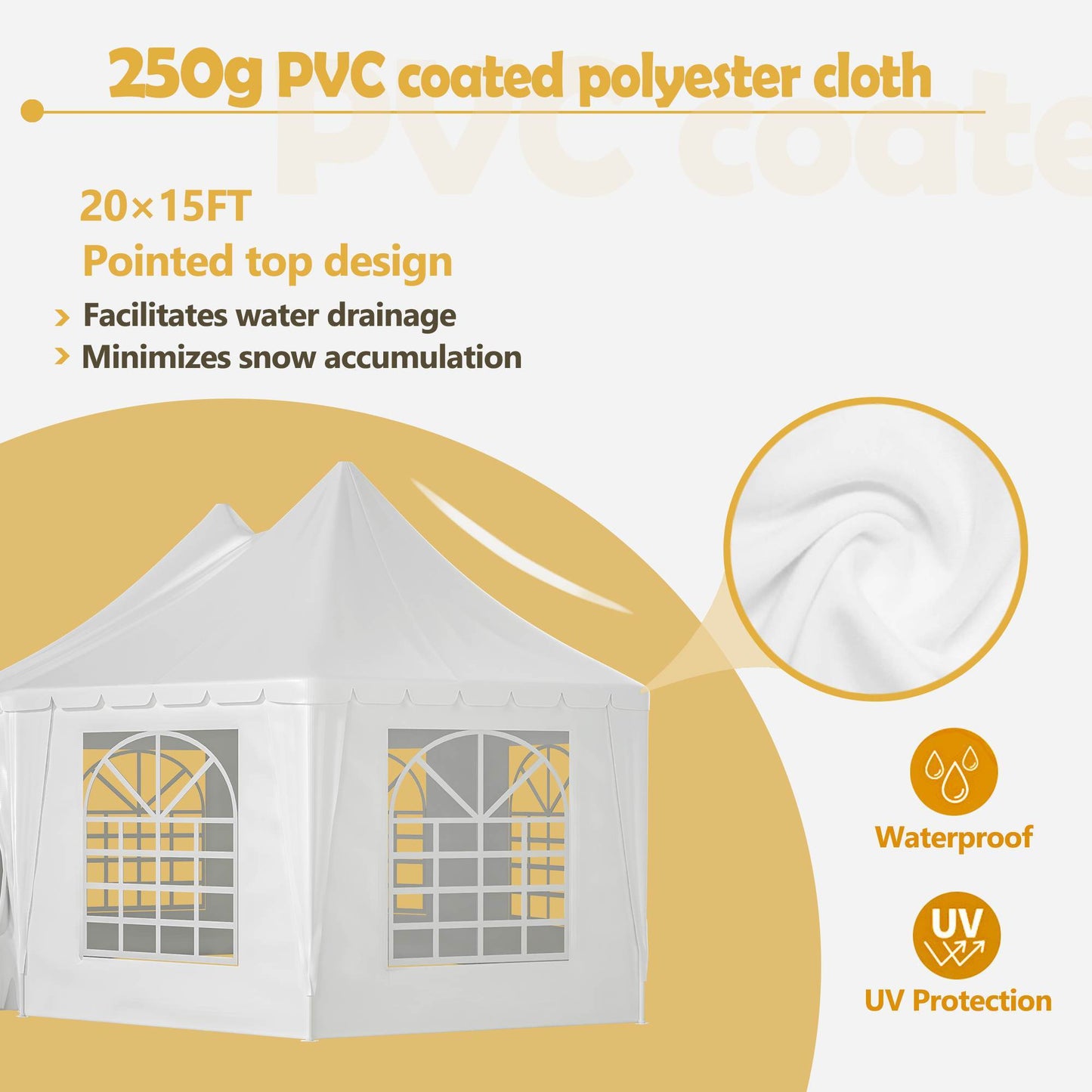 US Local Double Peaked Arabian Shelter,Party Tent,PVC Coated Polyester Roof,Roll-Up Doors And Windows,Removable Side Walls,And Complete Accessorie,White