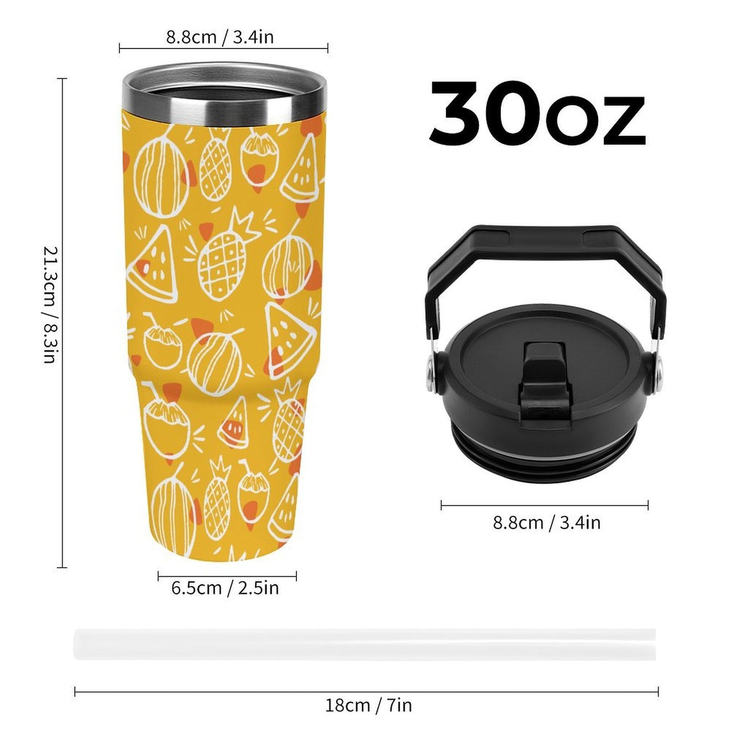POD US Local Tumbler 30oz Large Capacity Car Cup Tropical-fruits Style