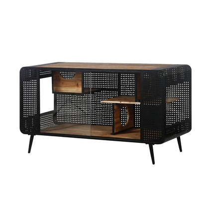 US Local Spacious Cat House With Tempered Glass For Living Room, Hallway