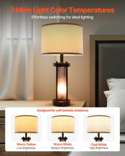 US Local Table Lamps Set Of 2 Farmhouse Bedside Nightstand Lamps With USB Ports,Desk Lamp