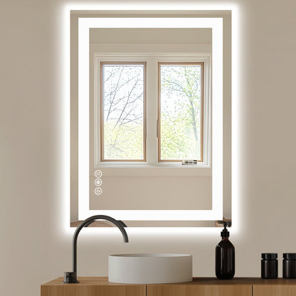 US Local Anti-fog LED Bathroom Mirror With Dual Light Source And Three Lighting Modes