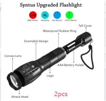 US Local Portable Mini Flashlight LED ZOOM Torch Hunting Zoomable Flashlight Torch Light
