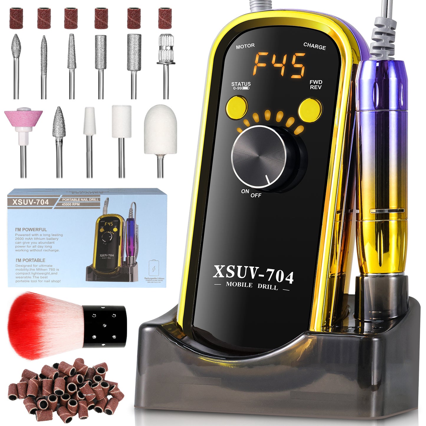 US Local Professional Rechargeable Electric Nail Drill 40000 RPM, Portable Nail File With Storage Stand For Acrylic Gel Polishing Removing - Easy To Use For Women, Manicure At Home DIY Or Salon