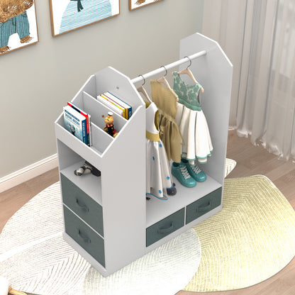 US Local Children's Clothing Storage Racks, Clothing Racks, Children's Wardrobes, Open Hanging Wardrobes With Mirrors