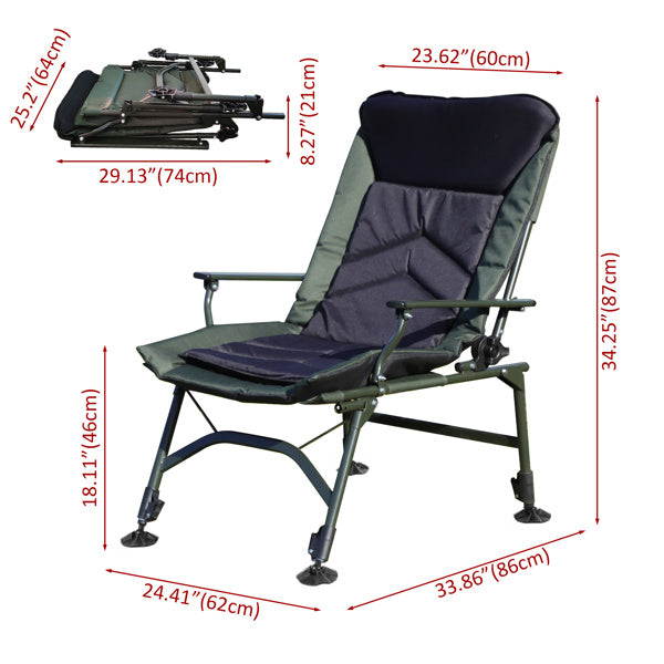 US Local Camping Lounge Chair, Portable Folding Recliner With Adjustable Backrest, Suitable For Indoor And Outdoor Camping, Beach Hiking, Fishing