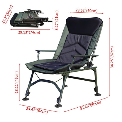 US Local Camping Lounge Chair, Portable Folding Recliner With Adjustable Backrest, Suitable For Indoor And Outdoor Camping, Beach Hiking, Fishing