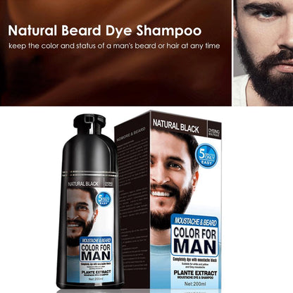 US Local Beard Hair Color Shampoo For Men,Natural Permanent Beard DyeShampoo, Colors Hair In Minutes Long Lasting, 200ml, Black Hair DyeHaircare