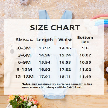US Local Baby Comfortable Overalls Romper Carrot Embroidery With Adjustable Straps And Snap Closure For Spring Summer