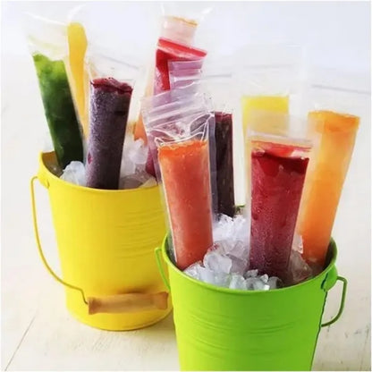 US Local 320 Pcs Disposable Beverage Packaging Bag Ice Popsicle Mold Bags With 2 Pcs Orange Funnels DIY Ice Lolly Bags BPA Free Freezer Tubes With Zip Seals For Summer Halloween Birthday Party