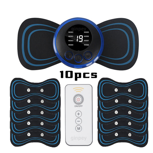 US Local Mini Massager With 5 Pads Portable Electric Muscle Stimulator - Deep Tissue Management Device - Pulse Therapy For Back Shoulder Neck Leg