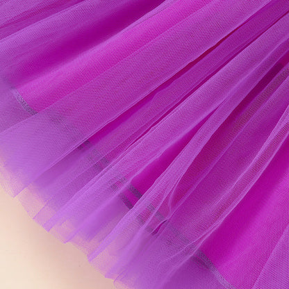 US Local Little Girls 2Pcs Halloween Outfits Sleeveless Tulle Dress With Hooded Cloak Set Clothes