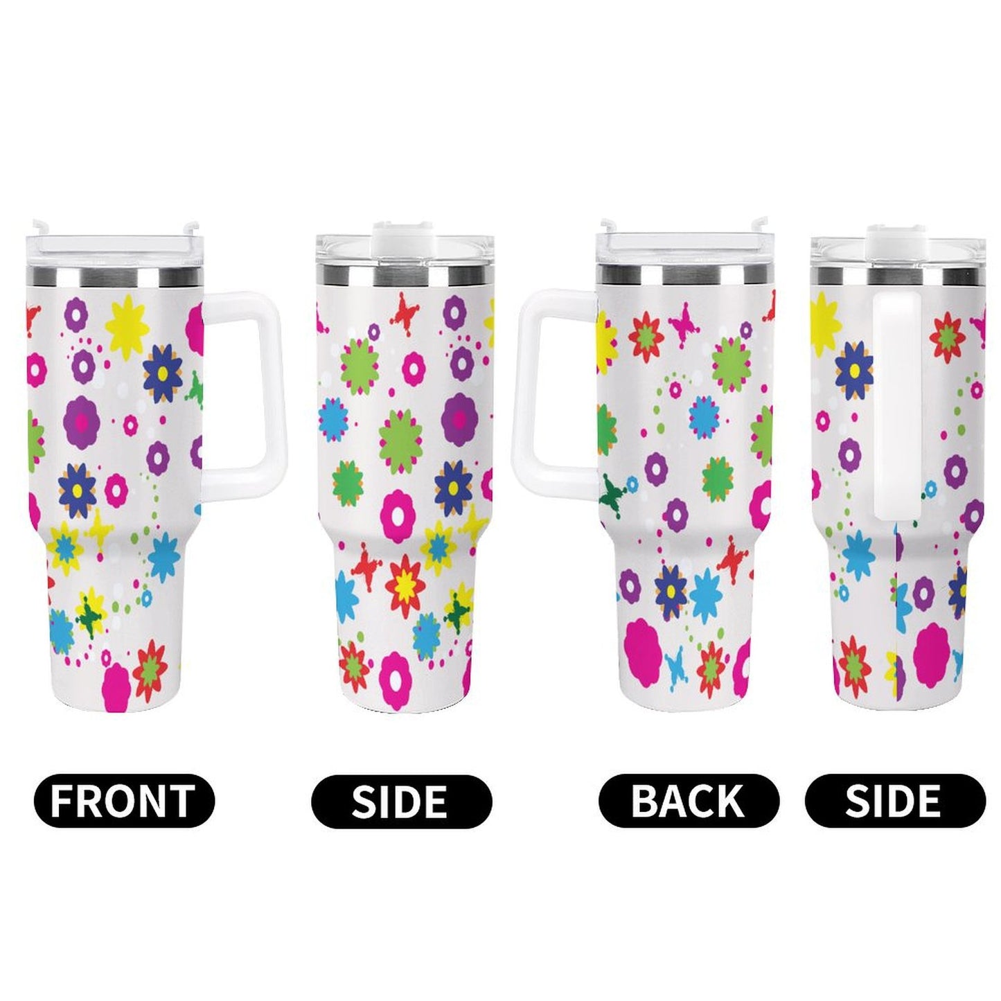 PHDT00498 POD US Local Tumbler 40oz Large Capacity Car Cup Texture, Flower