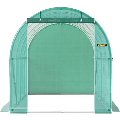 US Local VEVOR Walk-in Tunnel Greenhouse, 14.8 X 6.6 X 6.6 Ft Portable Plant Hot House W  Galvanized Steel Hoops, 1 Top Beam, Diagonal Poles, Zippered Door   8 Roll-up Windows, Green