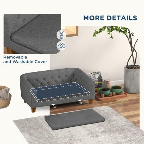 UK Local PawHut Dog Sofa Bed W  Soft Cushion For Medium Dogs - Grey