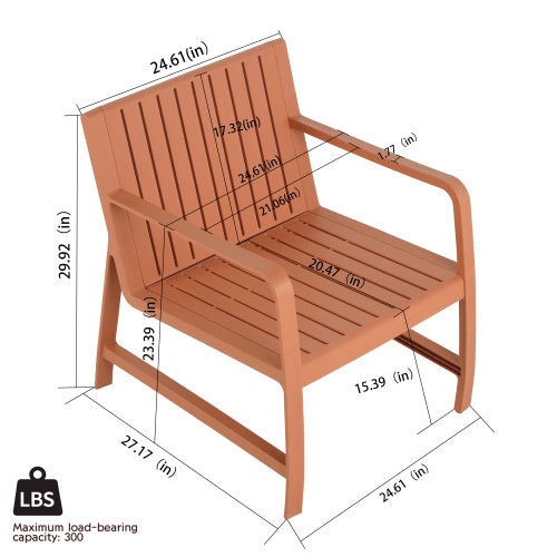 US Local 2-Piece Indoo Outdoor Furniture Set 1 Chairs & 1 Coffee Tables Waterproof PP Material - Easy Assembly Patio Conversation Set