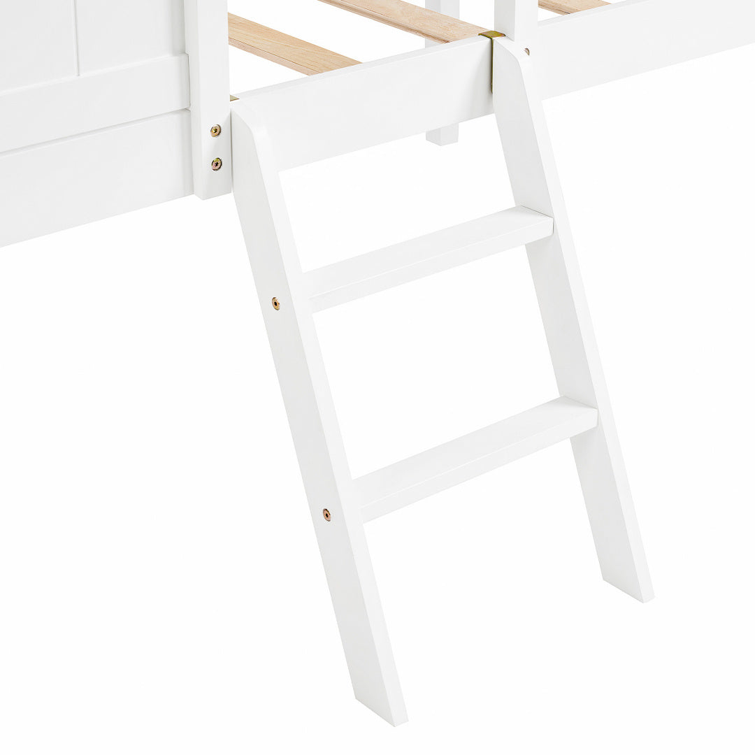 US Local Wooden Toddler Floor Bed With Window, Detachable Roof, 2-Step Ladder & Safety Guardrail, Montessori Kids Loft Bed---A-B Combo Sale, Please Do Not Purchase Individually