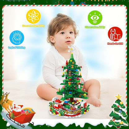 US Local 2025 Year Christmas Tree Building Set With LED Light Tabletop Christmas Building Block 24 Days Christmas Countdown Calendar For Boys Girls 3-6